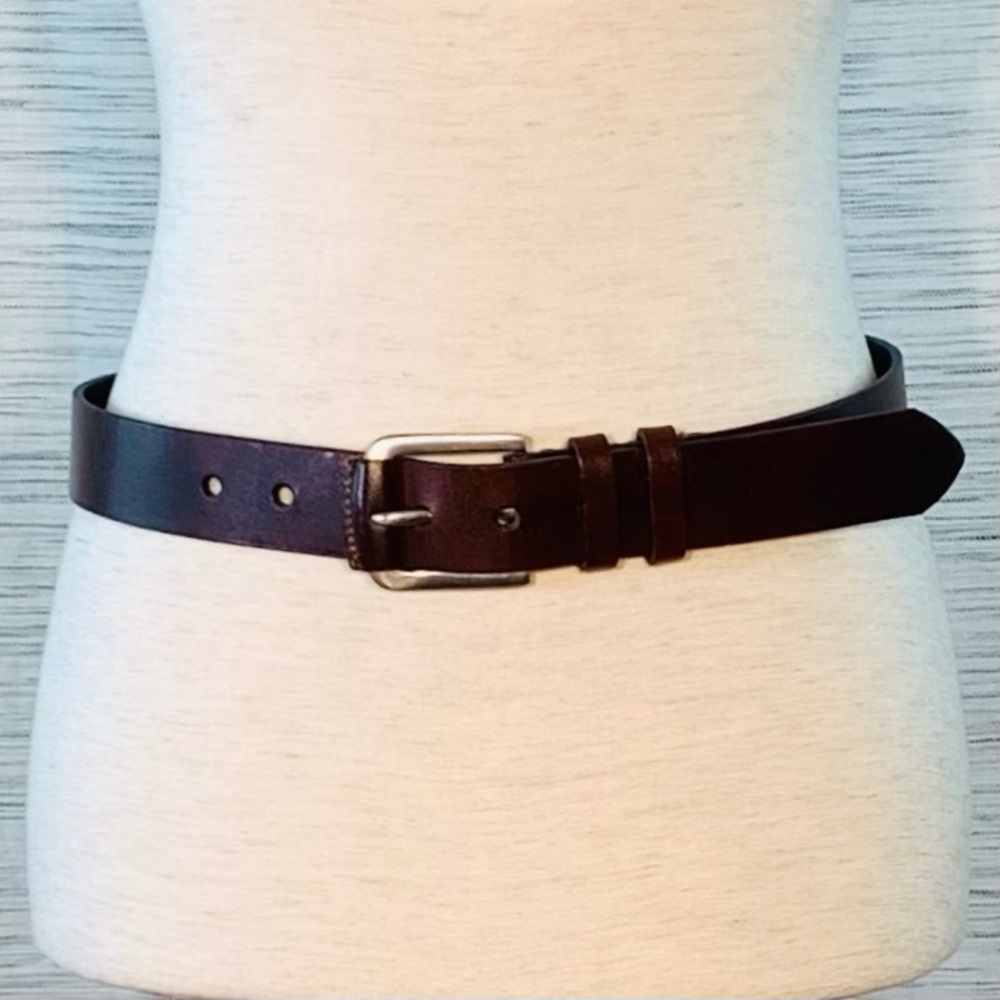 Brown Leather Belt with Silver Buckle